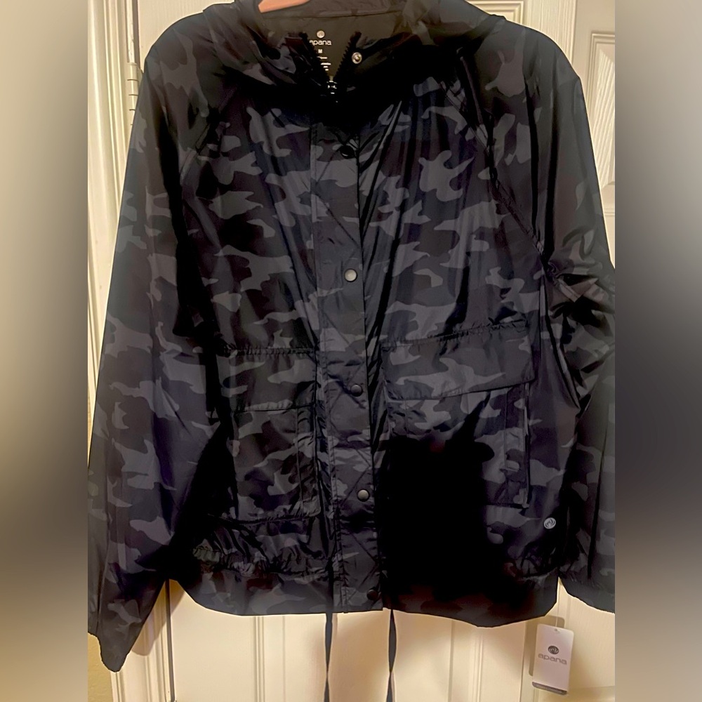 Apana Yoga Athletic Windbreaker Zip-Up Jacket Coat Lightweight Polyester